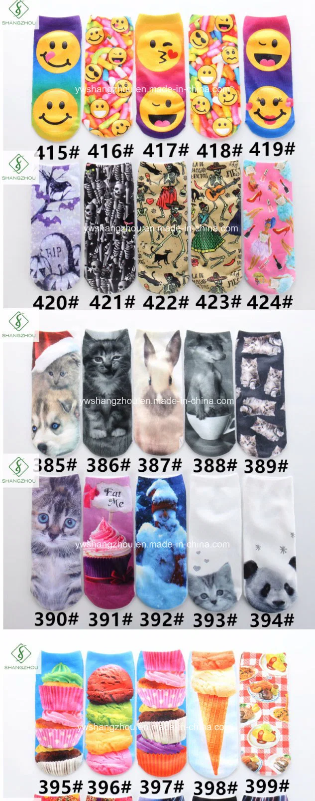 Europe Unicorn Animal Emoji 3D Digital Printed Custom Boat Socks