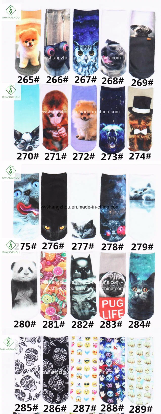 Europe Unicorn Animal Emoji 3D Digital Printed Custom Boat Socks