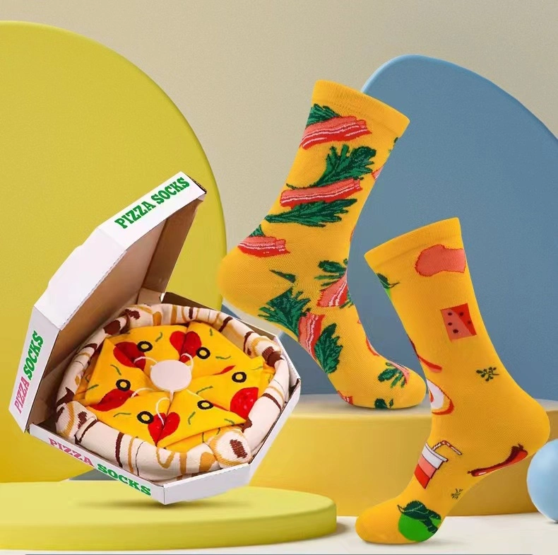 Unique Design Cmax Wholesale Pizza Sports Happy Novelty Lady Food Colorful Crew Creative Fashion Couple Gift Box Socks